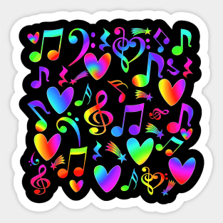 Rainbow Music Notes Hearts Stars Sticker